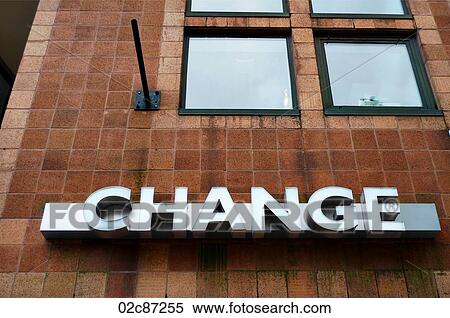 Stock Photography - Change sign on building.. Fotosearch