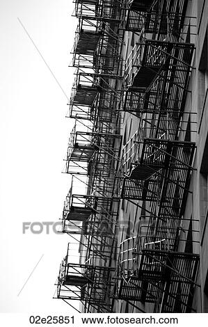 Stock Image - Chicago Fire Escape on the exterior of a building. Fotosearch