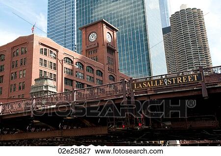 Chicago, La Salle Street Bridge View Large Photo Image Stock Photo - Chicago, La Salle Street Bridge. Fotosearch