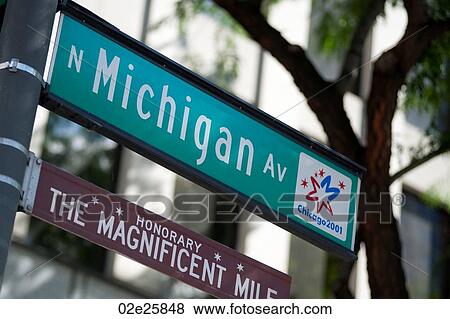 Chicago, Michigan Avenue View Large Photo Image Stock Photo - Chicago, Michigan Avenue. Fotosearch
