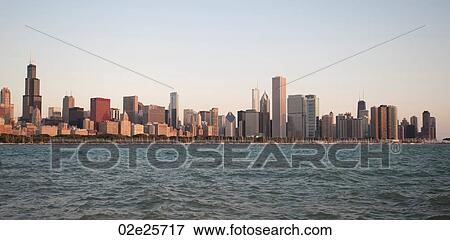 Stock Photo - Chicago Skyline, Lake Michigan. Fotosearch