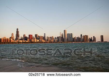 Chicago Skyline, lake Michigan View Large Photo Image Stock Photo - Chicago Skyline, lake Michigan. Fotosearch