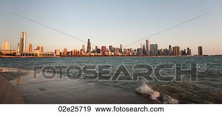 Chicago Skyline, Lake Michigan View Large Photo Image Stock Photo - Chicago Skyline, Lake Michigan. Fotosearch