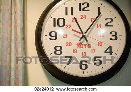 Clock on wall. View Large Photo Image Stock Image - Clock on wall.. Fotosearch