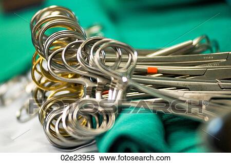 Stock Photography - Close-up detailed view of surgical clamps.. Fotosearch