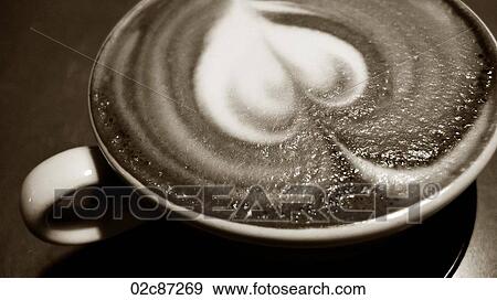 Close-up of decorative cafe latte. View Large Photo Image Stock Photo - Close-up of decorative cafe latte.. Fotosearch