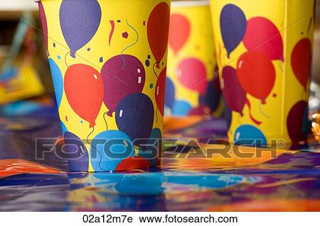 Stock Image - Close-up of disposable cups. Fotosearch