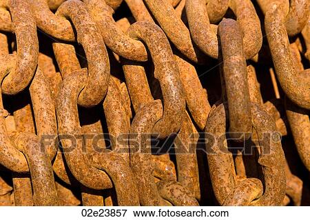 Stock Photo - Close up of large rusty chain links.. Fotosearch