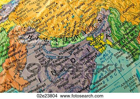 Close-up view of globe, India and Nepal. View Large Photo Image Picture - Close-up view of globe, India and Nepal.. Fotosearch