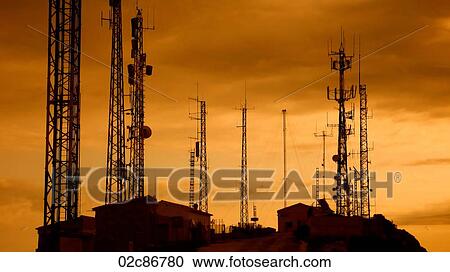 Collection of communication radio towers. View Large Photo Image Stock Image - Collection of communication radio towers.. Fotosearch