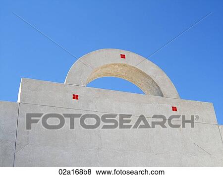 Concrete arch with small red squares with blue sky View Large Photo Image Stock Photo - Concrete arch with small red squares with blue sky. Fotosearch