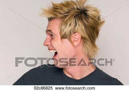 Crazy young urban male with wild haircut. View Large Photo Image Stock Photography - Crazy young urban male with wild haircut.. Fotosearch