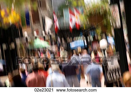 Crowded downtown sidewalk in the summer. View Large Photo Image Stock Image - Crowded downtown sidewalk in the summer.. Fotosearch