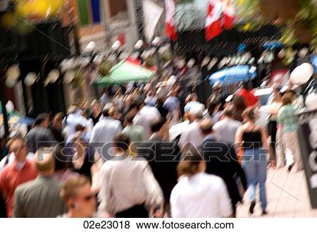 Crowded downtown sidewalk in the summer. View Large Photo Image Stock Photo - Crowded downtown sidewalk in the summer.. Fotosearch