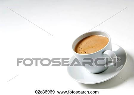 Cup of cappuccino on white background. View Large Photo Image Stock Photo - Cup of cappuccino on white background.. Fotosearch