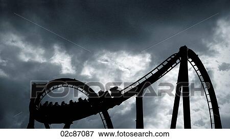 Dark thrilling ominous roller-coaster. View Large Photo Image Stock Photo - Dark thrilling ominous roller-coaster.. Fotosearch