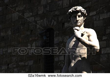Stock Image - David by Michelangelo Buonarroti in Piazza della Signoria, Florence, Italy. Fotosearch