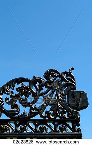 Stock Photograph - Decorative gate detail, Rideau Hall, Ottawa Canada.. Fotosearch