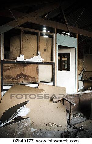 Dilapidated and abandoned room View Large Photo Image Stock Photo - Dilapidated and abandoned room. Fotosearch