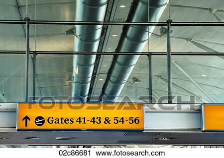 Directional sign in airport. View Large Photo Image Stock Image - Directional sign in airport.. Fotosearch
