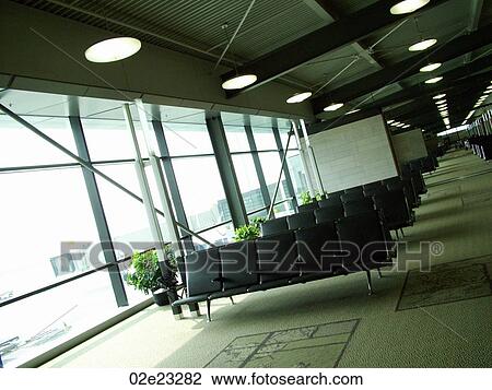 Stock Image - Empty airport departures lounge.. Fotosearch