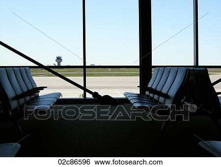 Stock Photograph - Empty airport departures lounge.. Fotosearch