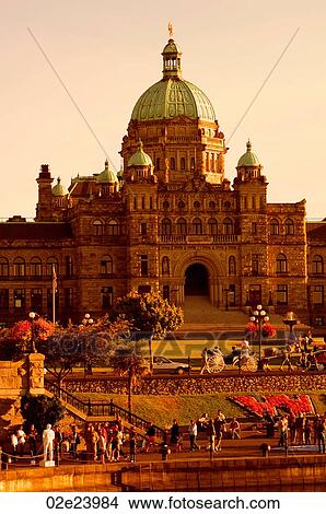 Picture - Evening view of Victoria's legislative buildings.. Fotosearch