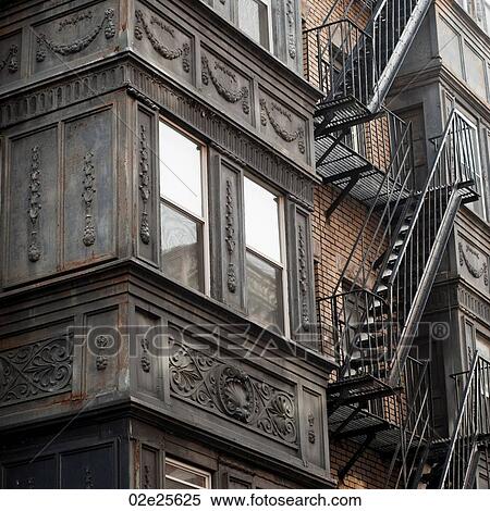 Stock Photography - Exterior fire escape in Boston, Massachusetts, USA. Fotosearch
