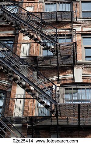 Exterior fire escape on a building in Boston, Massachusetts, USA View Large Photo Image Picture - Exterior fire escape on a building in Boston, Massachusetts, USA. Fotosearch