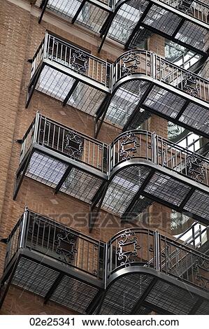 Exterior fire escape on a building in Boston, Massachusetts, USA View Large Photo Image Stock Image - Exterior fire escape on a building in Boston, Massachusetts, USA. Fotosearch