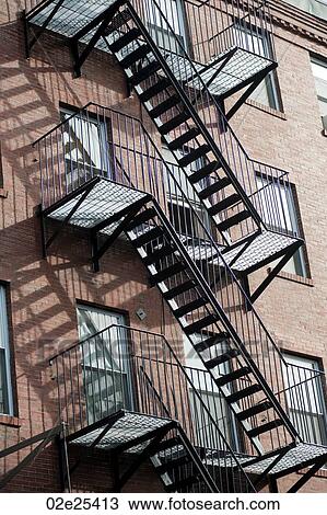 Exterior fire escape on a building in Boston, Massachusetts, USA View Large Photo Image Stock Image - Exterior fire escape on a building in Boston, Massachusetts, USA. Fotosearch