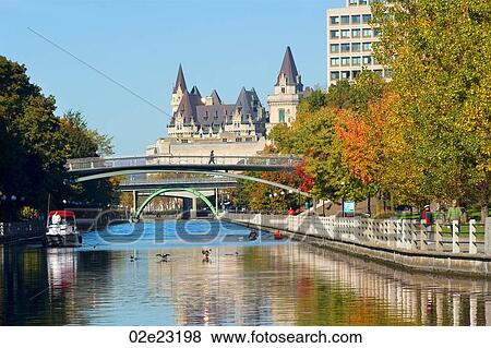 Stock Photo - Fall on Ottawa's Rideau Canal, in Canada's capital city.. Fotosearch