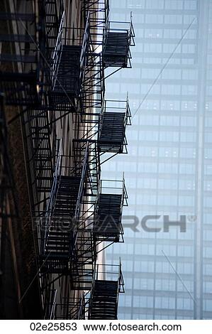 Fire escape on the exterior of a building in Chicago View Large Photo Image Stock Image - Fire escape on the exterior of a building in Chicago. Fotosearch