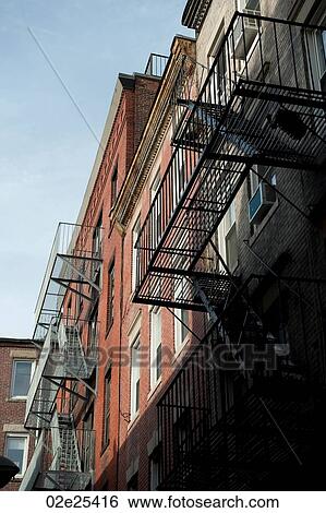 Fire escape on the exterior of a building Boston, Massachusetts, USA View Large Photo Image Stock Photograph - Fire escape on the exterior of a building Boston, Massachusetts, USA. Fotosearch