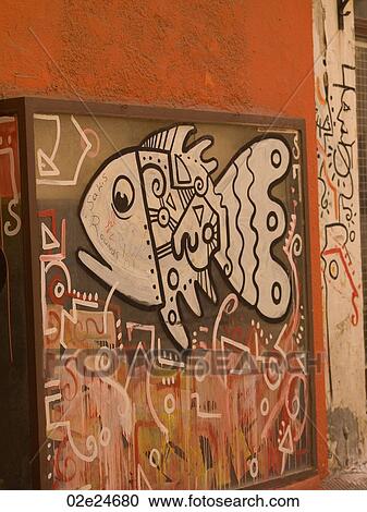 Fish mural on a wall in Athens Greece View Large Photo Image Stock Image - Fish mural on a wall in Athens Greece. Fotosearch