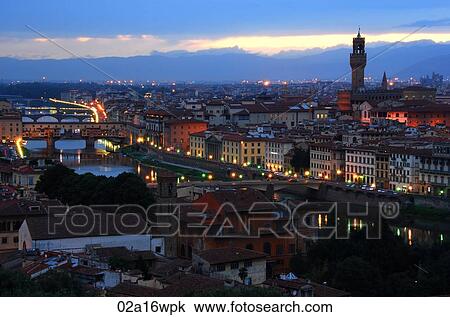 Florence, Italy at dusk View Large Photo Image Stock Image - Florence, Italy at dusk. Fotosearch