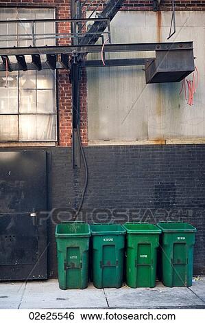 Garbage containers in an alley in Boston, Massachusetts, USA View Large Photo Image Stock Photograph - Garbage containers in an alley in Boston, Massachusetts, USA. Fotosearch