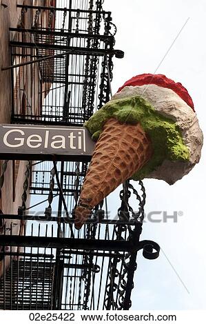 Stock Image - Gelati sign in Boston, Massachusetts, USA. Fotosearch