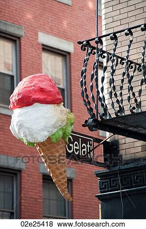 Stock Photo - Gelati sign in Boston, Massachusetts, USA. Fotosearch