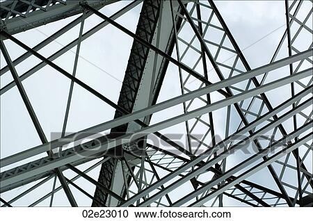 Stock Image - Girder and framing structure on metal bridge.. Fotosearch