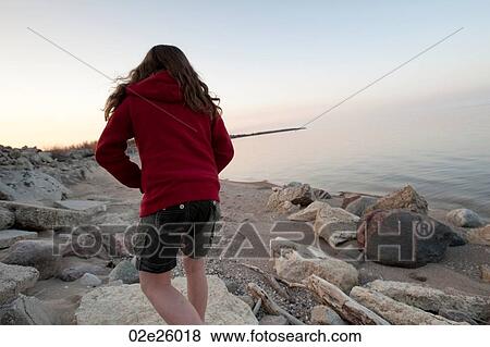 Girl along shoreline in Gimli, Manitoba, Canada View Large Photo Image Stock Photo - Girl along shoreline in Gimli, Manitoba, Canada. Fotosearch