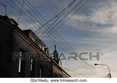 House exteriors and telegraph wires in Cork, Ireland View Large Photo Image Stock Photograph - House exteriors and telegraph wires in Cork, Ireland. Fotosearch