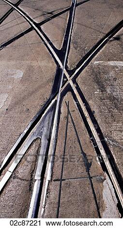 Intersecting crossing street-car tracks. View Large Photo Image Stock Image - Intersecting crossing street-car tracks.. Fotosearch