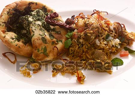 Lamb Biryani With Naan Bread View Large Photo Image Stock Image - Lamb Biryani With Naan Bread. Fotosearch