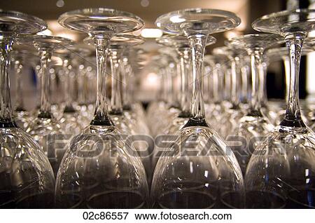 Long rows of restaurant glassware. View Large Photo Image Stock Photo - Long rows of restaurant glassware.. Fotosearch
