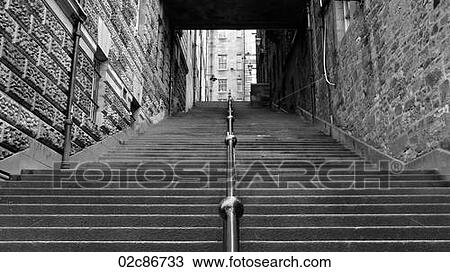 Long stairway, Edinburgh Scotland, UK. View Large Photo Image Stock Image - Long stairway, Edinburgh Scotland, UK.. Fotosearch