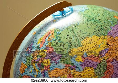 Stock Photograph - Map of Europe on a globe.. Fotosearch