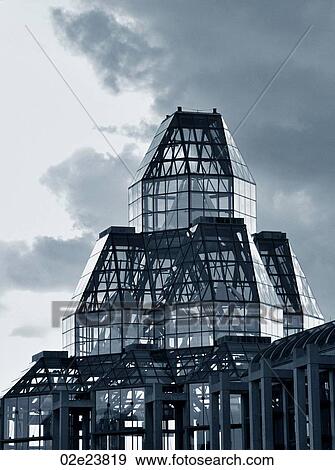 Stock Photo - Moshe Safdie designed Glass tower, National Gallery, Ottawa Canada.. Fotosearch