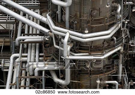 Network of piping and duct-work at Oil Refinery. View Large Photo Image Stock Image - Network of piping and duct-work at Oil Refinery.. Fotosearch