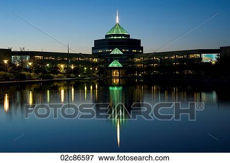 Stock Photo - Night view of The Nortel, Carling Campus Building, Ottawa Canada. Fotosearch